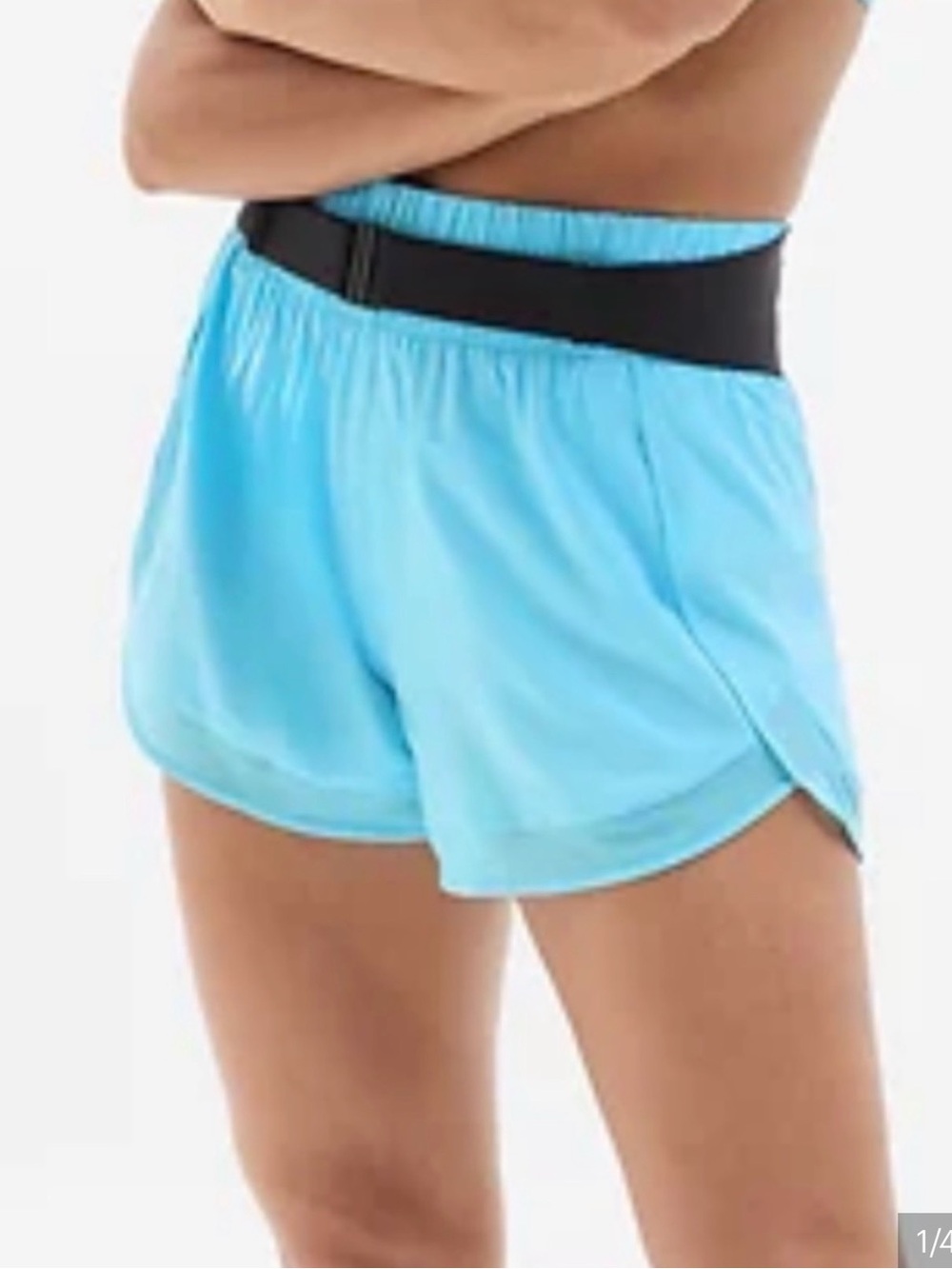 Athleta Mesh Racer Run High Rise 3" Shorts Aqua Blue Medium
